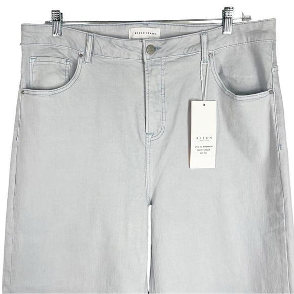 RISEN Wide Leg Jeans Light Wash Ice Blue Plus Size 3 XL - Picture 3 of 11